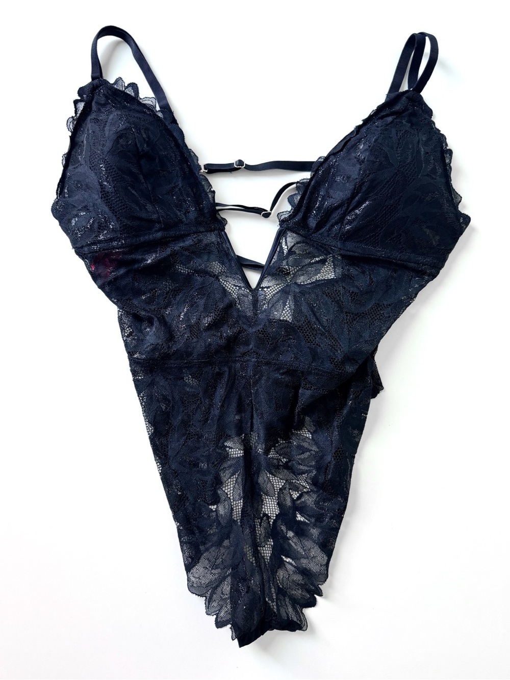 La SENZA Black Lace Lingerie Bodysuit - Size XL